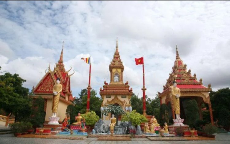 Chùa Xiêm Cán mang phong cách đặc trưng của văn hóa Khmer ở Bạc Liêu