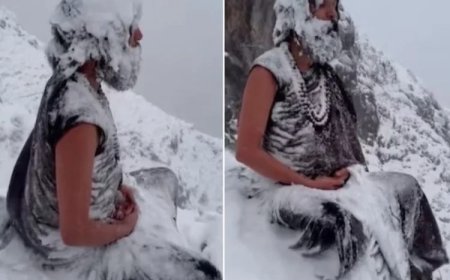 Người đàn ông ngồi thiền trên dãy Himalaya trong giá lạnh -55 độ C