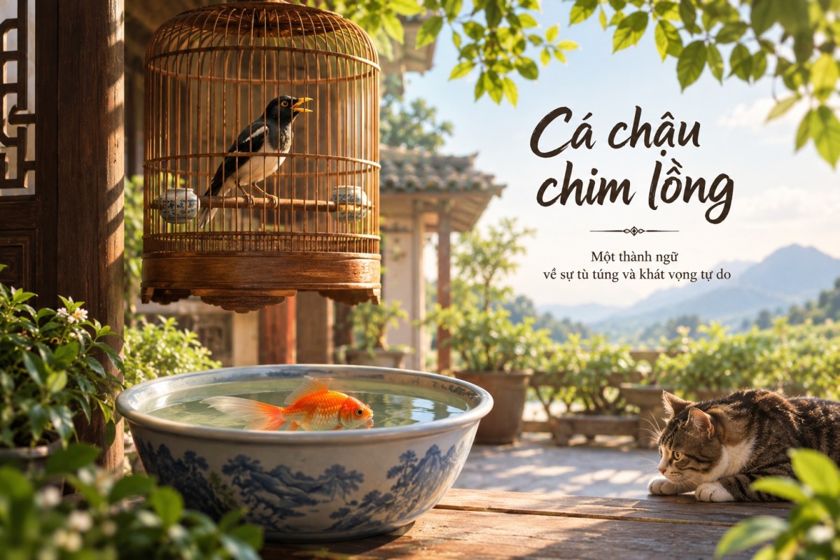 Cá chậu chim lồng là gì? Ý nghĩa thành ngữ và bài học về tự do