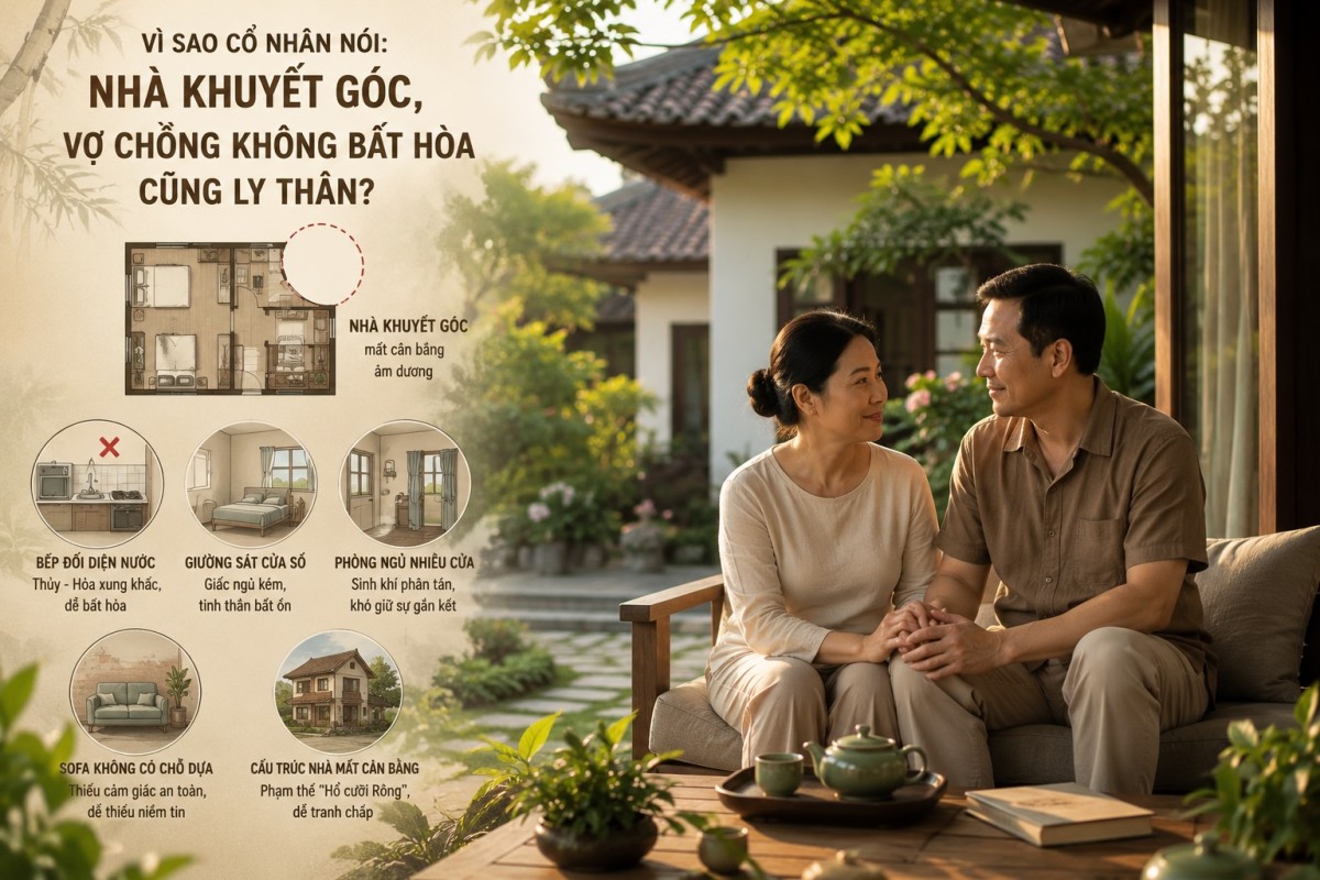 Vì sao cổ nhân nói: “Nhà khuyết góc, vợ chồng không bất hòa cũng ly thân”?