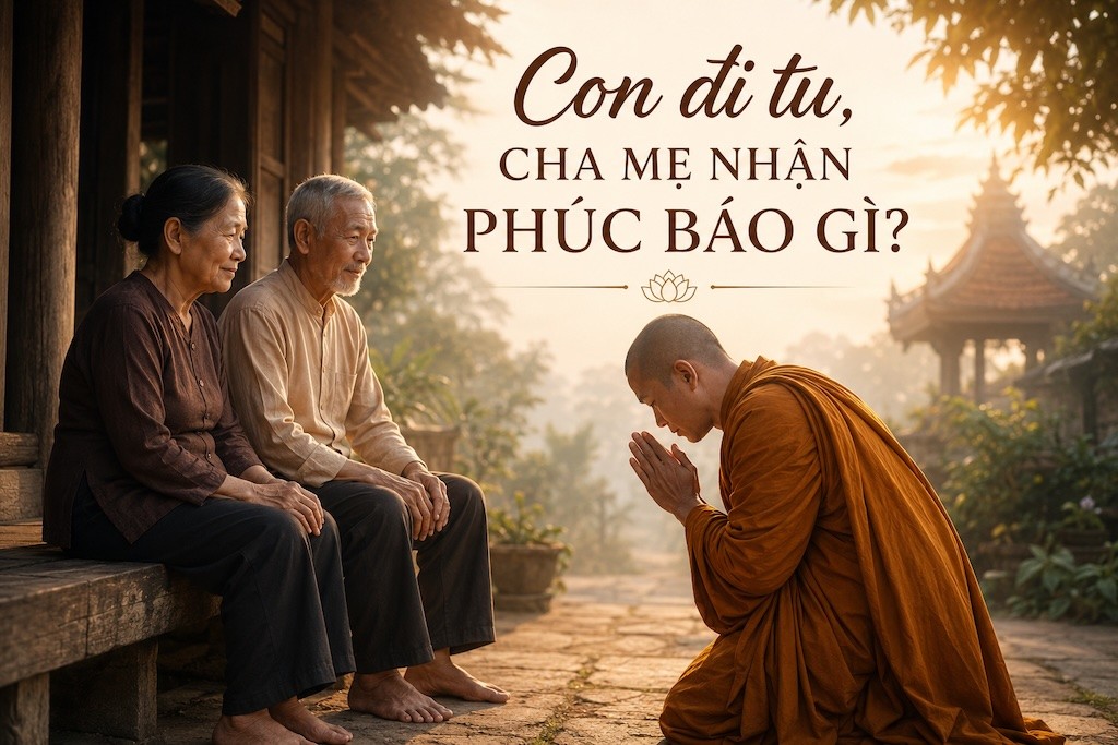 Con đi tu, cha mẹ nhận phúc báo gì? Một góc nhìn sâu sắc từ lời Phật dạy
