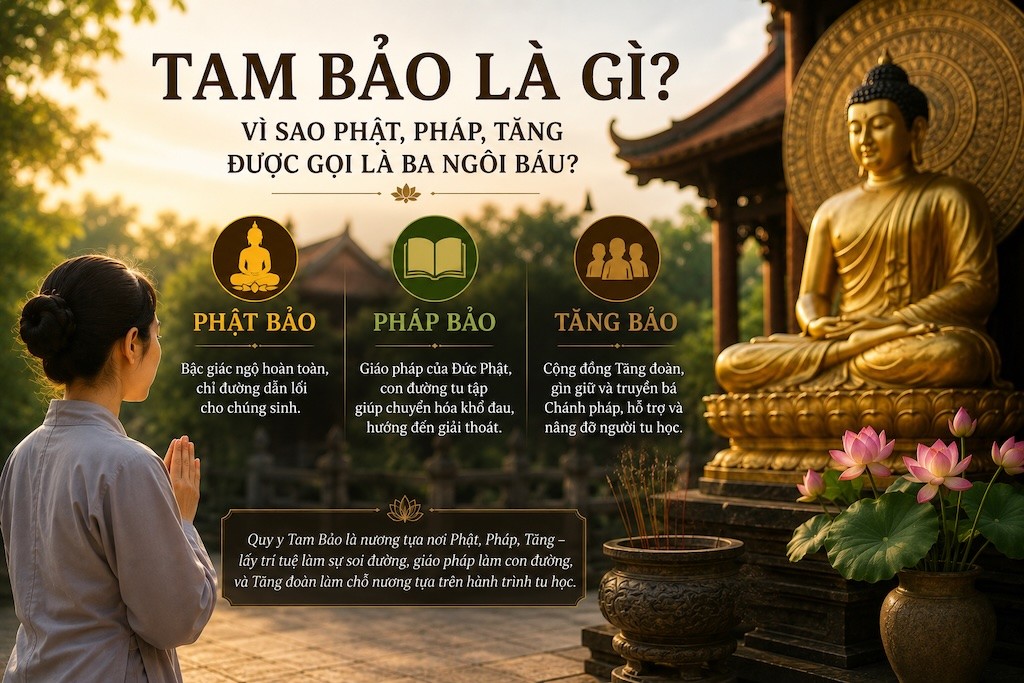 Tam Bảo Là Gì? Vì Sao Phật, Pháp, Tăng Được Gọi Là Ba Ngôi Báu?